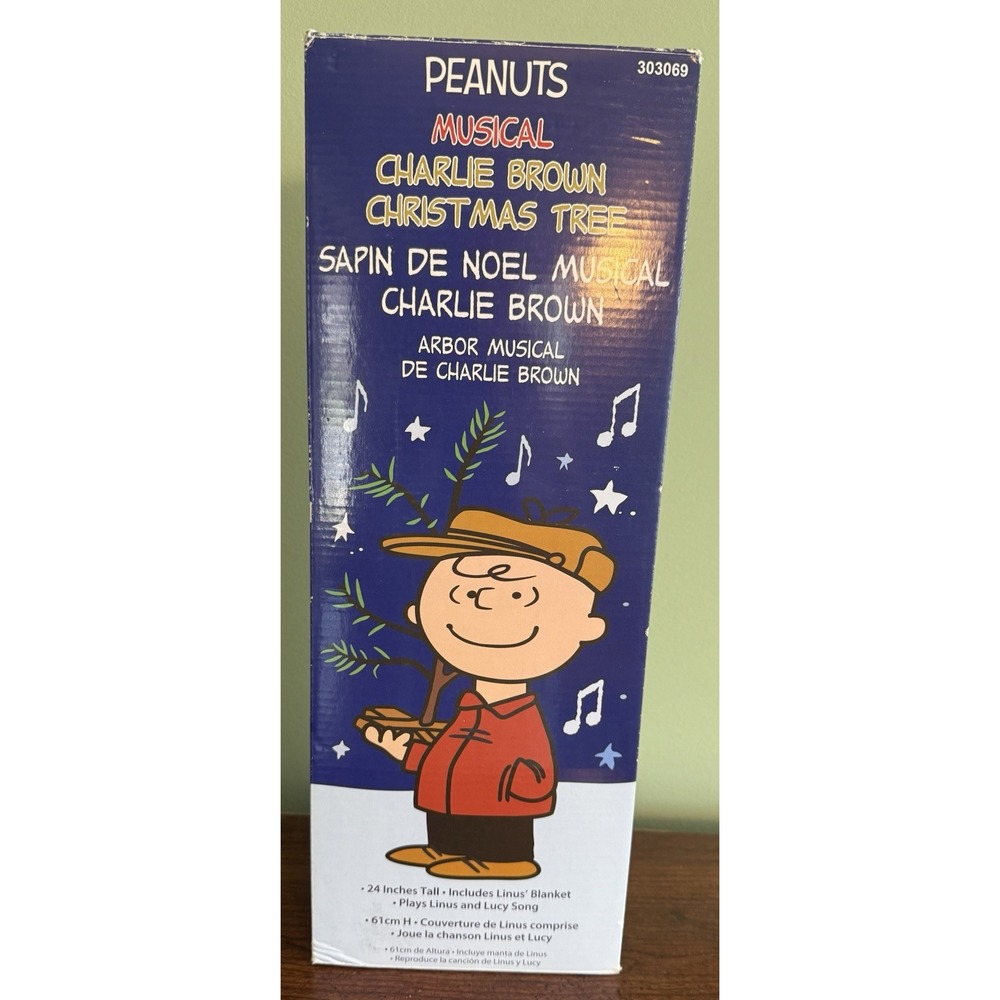 Charlie Brown Musical Christmas Tree Peanuts 24" Tall Plays Linus & Lucy Song